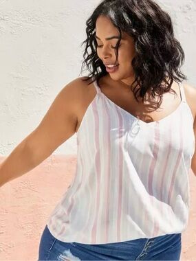 Torrid Ava Rayon Slub Soft Pink Adjustable Strap Cami Size 1X